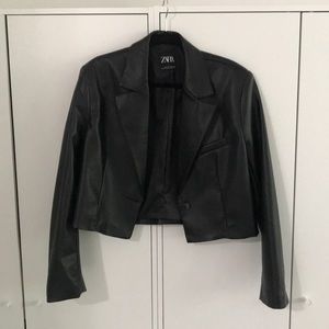 Zara Faux Leather Cropped Jacket